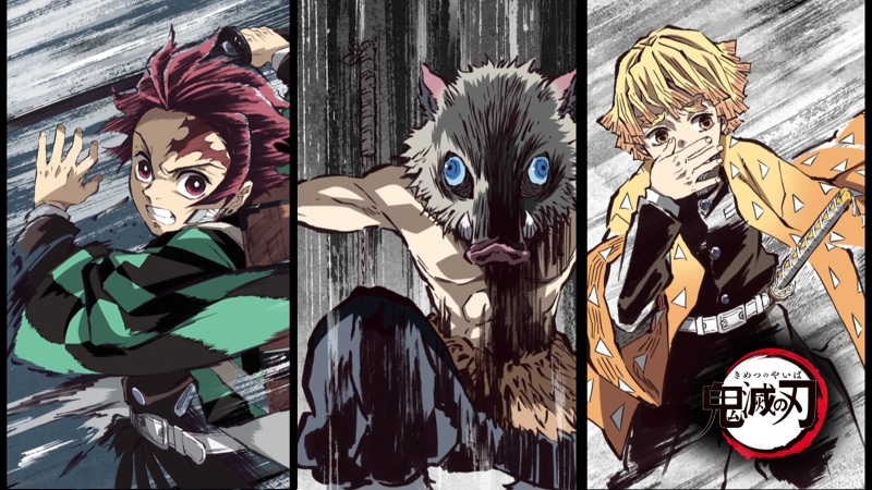 4K, Demon Slayer: Kimetsu no Yaiba, Tanjirou Kamado, Zenitsu Agatsuma, Inosuke Hashibira, Anime