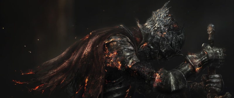 close-up, arts culture and entertainment, burnt, 2K, sword, video games, outdoors, Dark Souls, warrior, holding, volcano, black color, dark, illustration