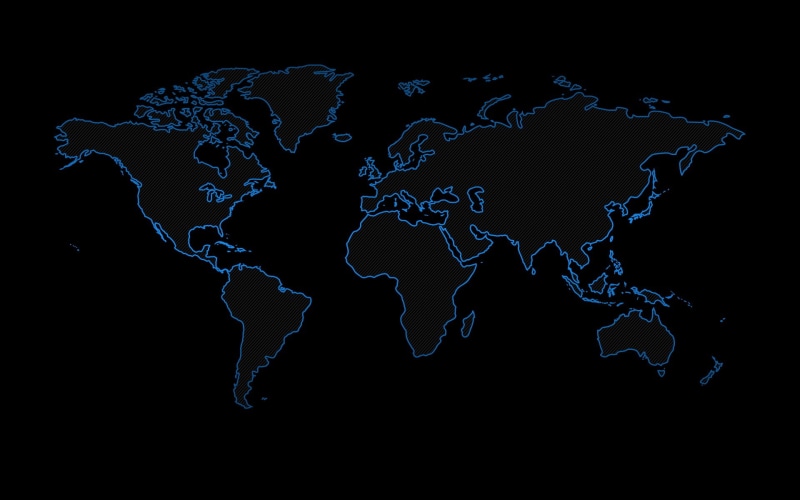 world map, 1080P, mainland, black background, the world, blue