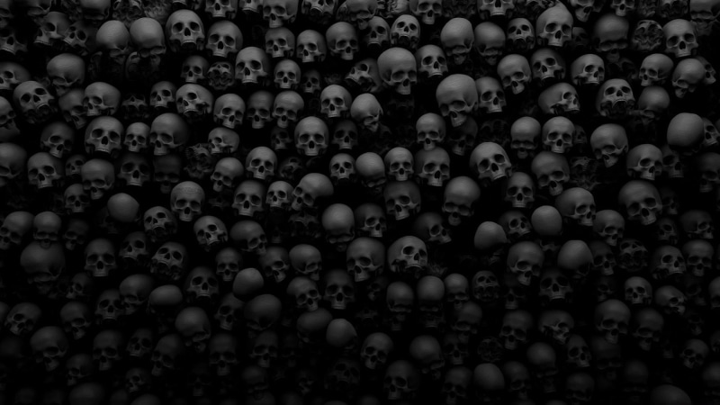wellbeing, abundance, bubble, large group of objects, fruit, skulls, darkness, pattern, black and white, 1080P, skull art, nature, food and drink, healthy eating