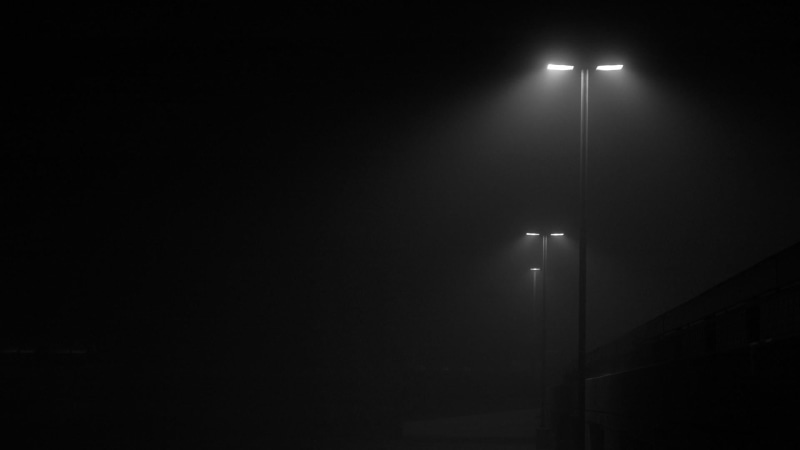 spotlight, floodlight, lighting equipment, outdoors, illuminated, fog, lighting, 1080P, monochrome photography, black, nature, stadium, no people, floodlit
