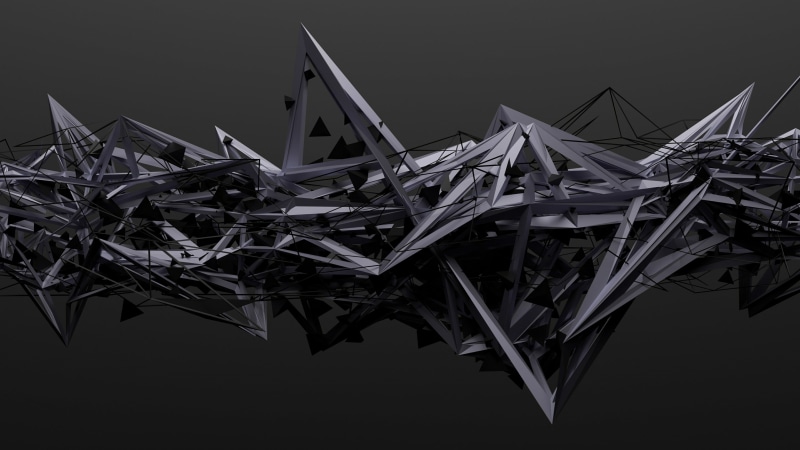 night, pattern, nature, close-up, clear sky, black and white, 4K, water, abundance, monochrome, low angle view, triangle, rendering, abstract art, darkness