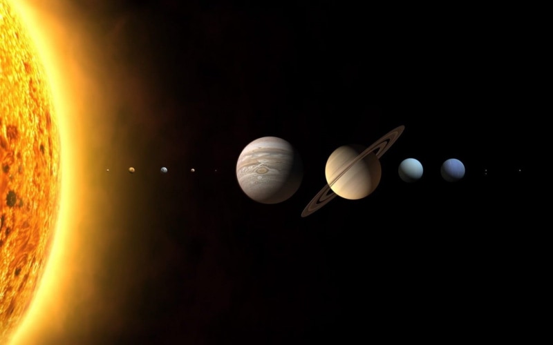 space art, sphere, astronomy, planet, moon, eclipse, Solar System, black background, no people, indoors, nature, illuminated, space, 720P, copy space