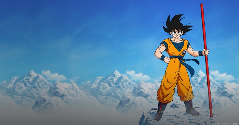 ball, blue, clothing, sky, standing, celebration, yellow, goku, day, Son Goku, mountain range, 4K, nature, z, Dragon Ball Super Movie, Dragon Ball