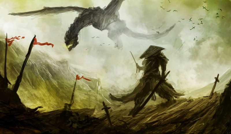 motion, animal wildlife, 1080P, group of animals, fantasy art, flying, artwork, digital, large group of animals, day, plant, animals in the wild, sword