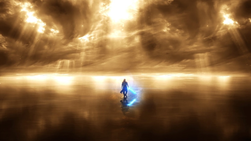 floating, sky, leisure activity, warrior, 1080P, nature, character, body, artwork, reflection, men, tranquility, beach, game, real people, sea