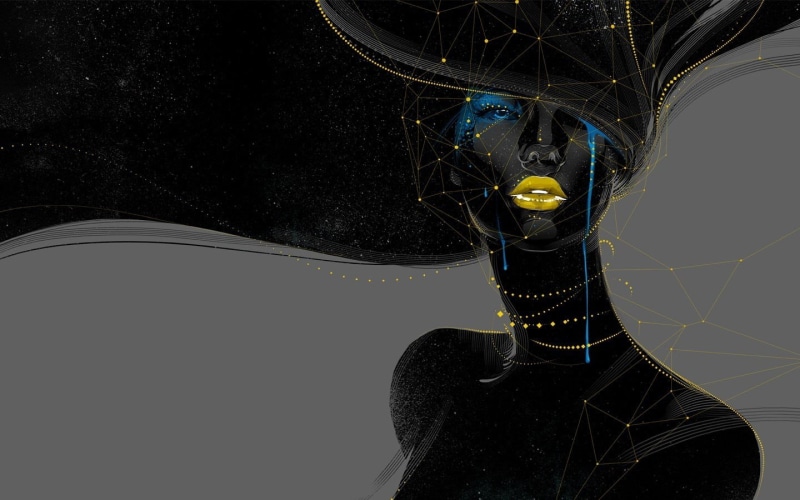 crying, 720P, geometry, cyberspace, black, cyborg, face, portrait, human Head, futuristic, yellow, studio shot, nature, snowing, tree, woman, intelligence