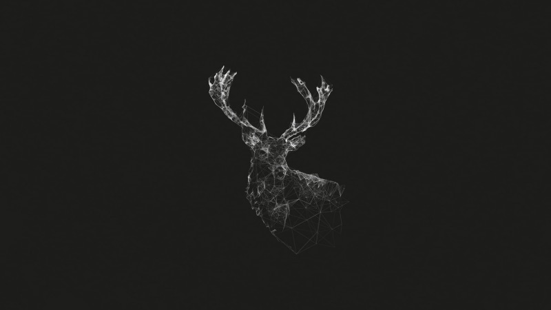 grayscale, indoors, stags, simple, minimalism, digital art, mammal, animal representation, animals in the wild, 1080P, one animal, creativity, deer, lines