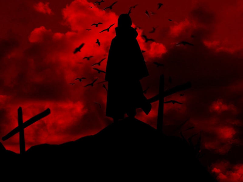 gothic style, ominous, silhouette, music, uchiha, anime, spooky, animals in the wild, animal wildlife, 720P, night, Uchiha Itachi, standing, vertebrate