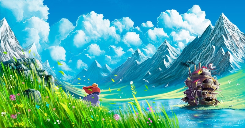 landscape  mountains  Studio Ghibli  Howls Moving Castle  anime, 1080P