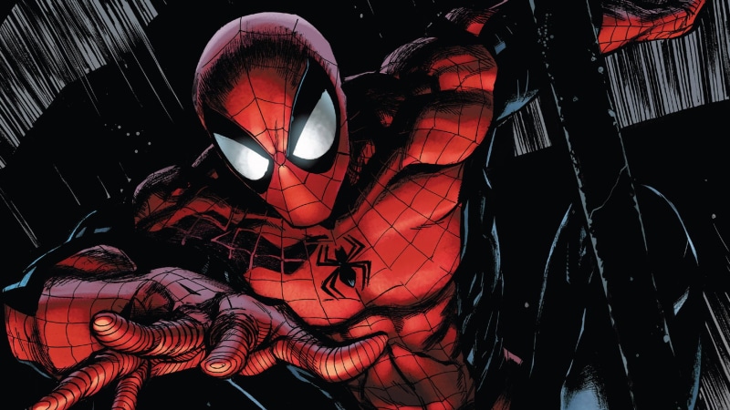 comic art, Marvel Comics, superhero, mask, Spider-Man, comics, red, 1080P