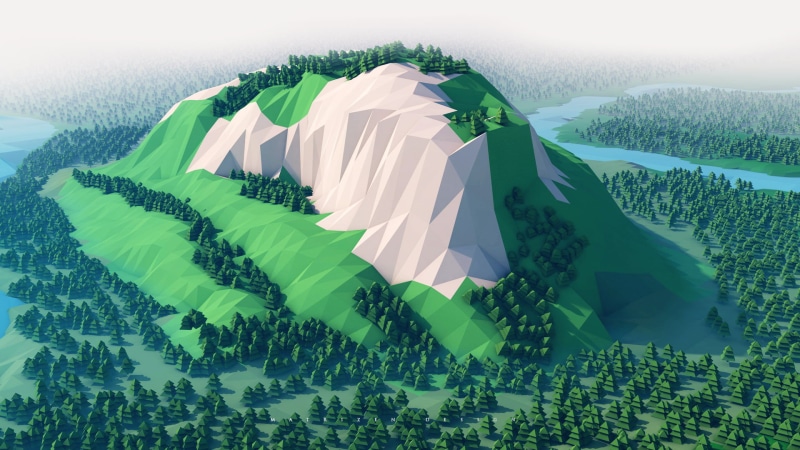 plant, Photoshop, 3D, nature, forest, river, landscape, non-urban scene, digital art, tranquility, scenics - nature, polygonal, flag, low poly