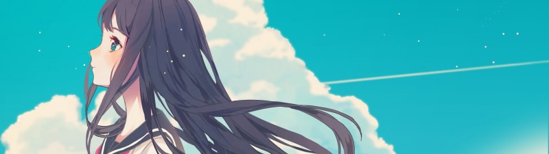 lifestyles, clouds, waist up, real people, one person, water, anime girls, standing, rear view, outdoors, day, haired, cloud - sky, hairstyle