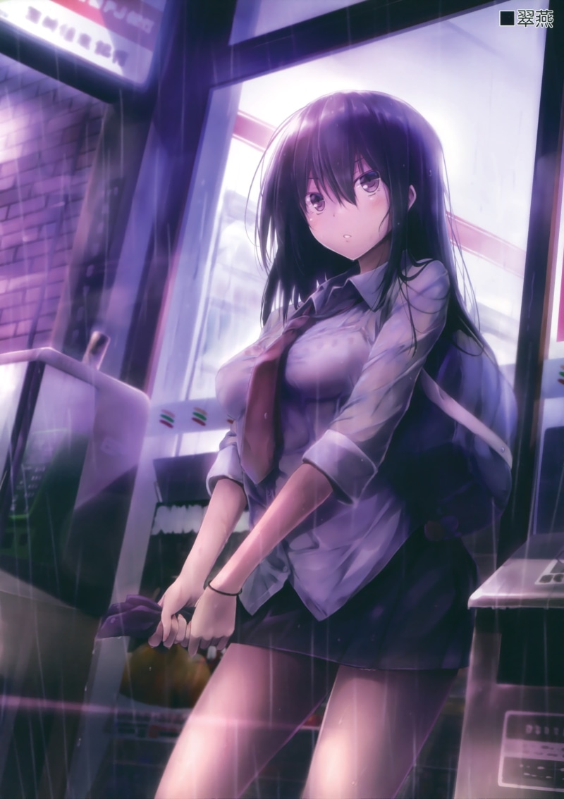 original characters, three quarter length, mode of transportation, window, reflection, motor vehicle, hairstyle, black, transportation, character, indoors