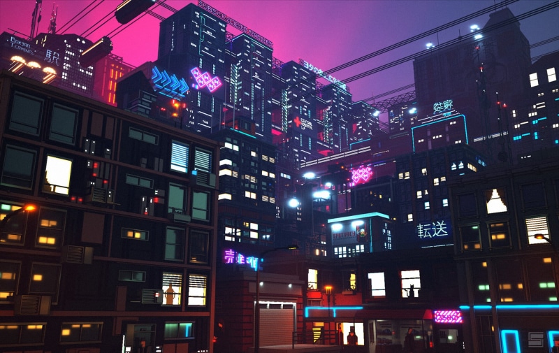 1080P, synthwave, architecture, futuristic, cyberpunk, neon lights, glowing, artwork, digital, neon, digital art, city lights, concept art, futuristic city