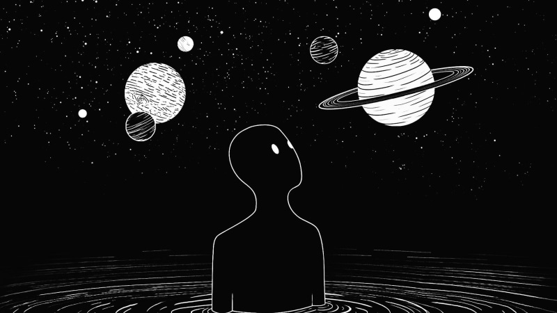 abstract, Solar System, white, planet, black, 2K, space