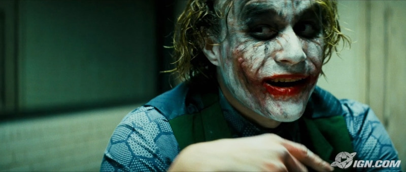 mouth open, Batman, front view, adult, hairstyle, Heath Ledger, 1080P, The Dark Knight, close-up, digital, mid adult, Joker, men, portrait