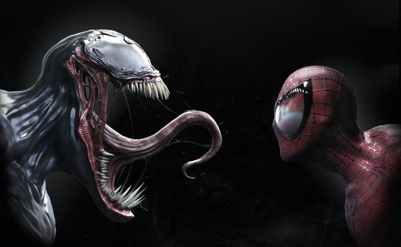 spiderman, hd, 4k, digital art, art, venom, artist, 4K, artwork, superheroes