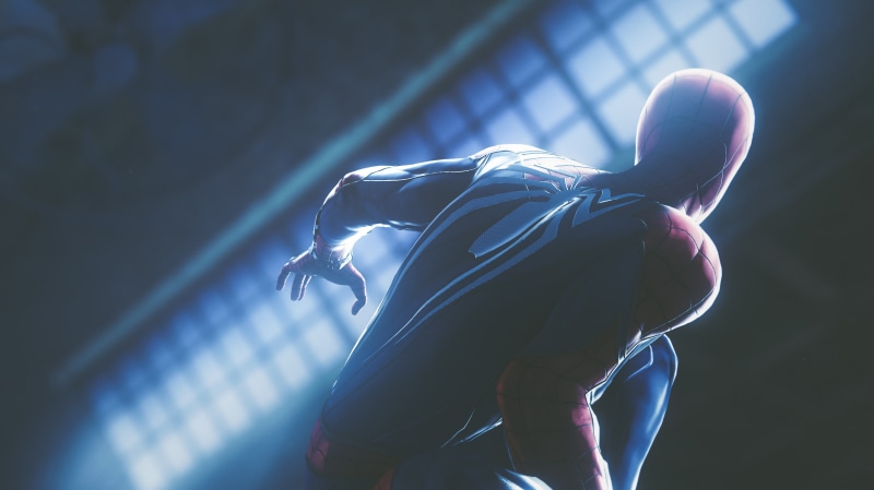 4k, back lit, 2K, games, low angle view, sportsman, holding, young adult, indoors, human body part, superheroes, ps games, spiderman ps4, blue, casual clothing
