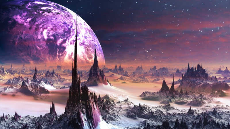 universe, spiky, planet, science fiction, 4K, sky, space, fantasy art, scifi, fantasy landscape, scifi landscape, spiked