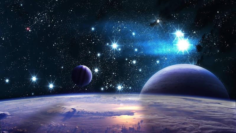 night, star - space, no people, fantasy art, space, digital composite, fantasy, exoplanet, scenics - nature, planet earth, blue, sphere, glowing, astronomical object