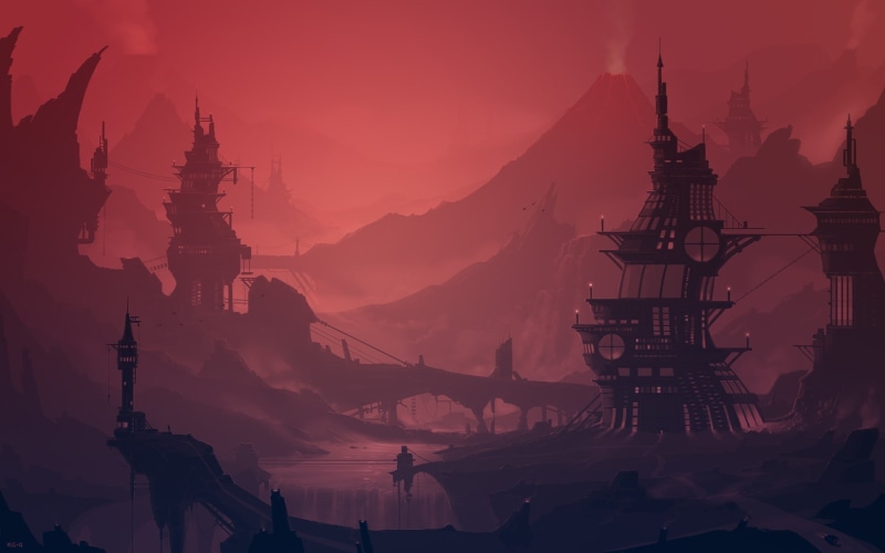famous Place, temple - Building, travel Destinations, artwork, belief, illustration, buddhism, spirituality, scenery, fantasy art, futuristic, steampunk
