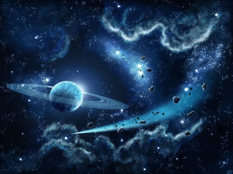 universe, space, galaxy, display, planet, colorful, stars, 480P, saturn