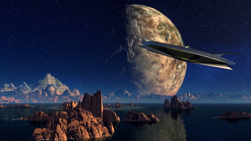 planet, 4K, spaceship, spacefaring, space travel, alien landscape, space, fantasy art, deep space, scifi landscape, space traveler, space age, spacecraft