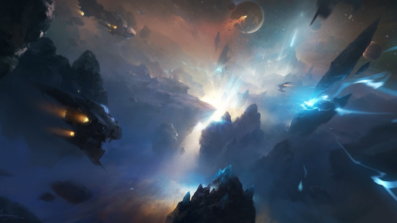 fantasy art, digital, rock - Object, landscape, geology, beauty In Nature, underwater, nature, futuristic, outdoors, illuminated, backgrounds, spaceships