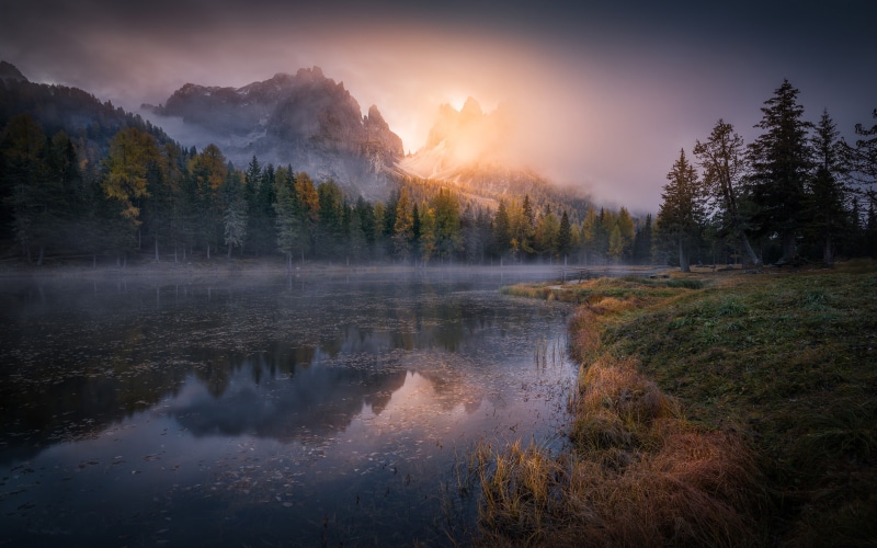 lago, landscapes, antorno, italy, dolomites, photography, sunrise, desktop, autumn, 4K