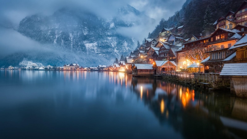  lake, pc, tablet, austria, hd, night, salzkammergut, mobile, landscape, goisern, tter, 4K, hallst, desktop, see, bad