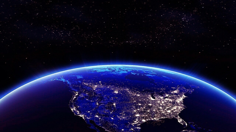 astronomy, 4K, earth, shiny, phones, sky, planet - space, view, illuminated, light - natural phenomenon, outdoors, north, america, globe - man made object