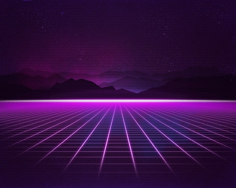 Retrowave, Grid, Purple, Mountains, Synthwave, Neon, 2K