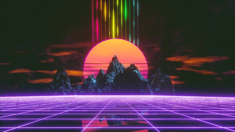 grid, synthwave, Retro style, Retrowave, 1080P