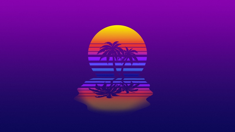 retrowave, sunset, synthwave, 4K