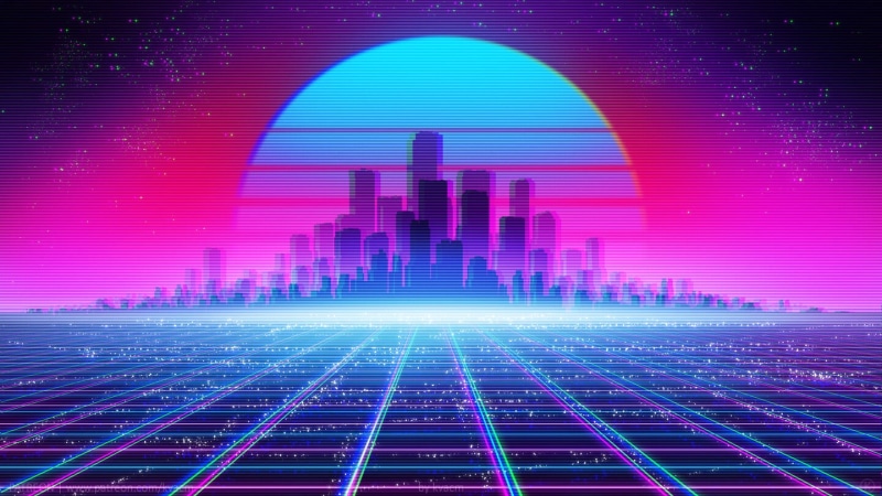 city, neon, 720P, Sun, synthwave, Retrowave, glitch art, vaporwave