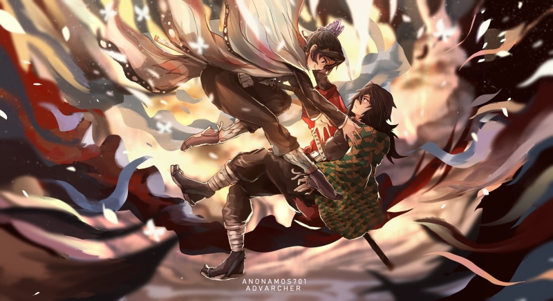 Anime, 2K, Giyuu Tomioka, Boy, Demon Slayer: Kimetsu no Yaiba, Girl, Shinobu Kochou