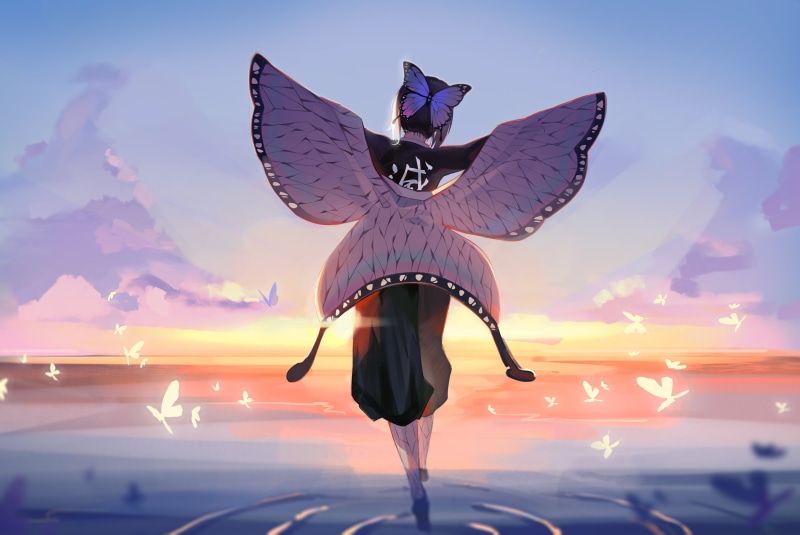 4K, Girl, Demon Slayer: Kimetsu no Yaiba, Butterfly, Shinobu Kochou, Anime
