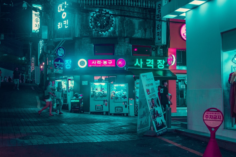 sign, alley, nightlife, group, built Structure, street, travel Destinations, seoul, famous Place, night, korea, tourist, building Exterior, asia, lighting Equipment