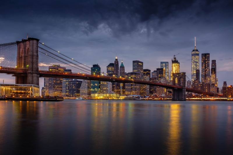 skyscraper, concrete, light  night, bridge  city, new York City, landscape, lower Manhattan, photography, brooklyn - New York, WOW, Brooklyn Bridge, river