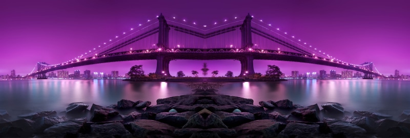 purple, city, bridge, night, photography, 4K