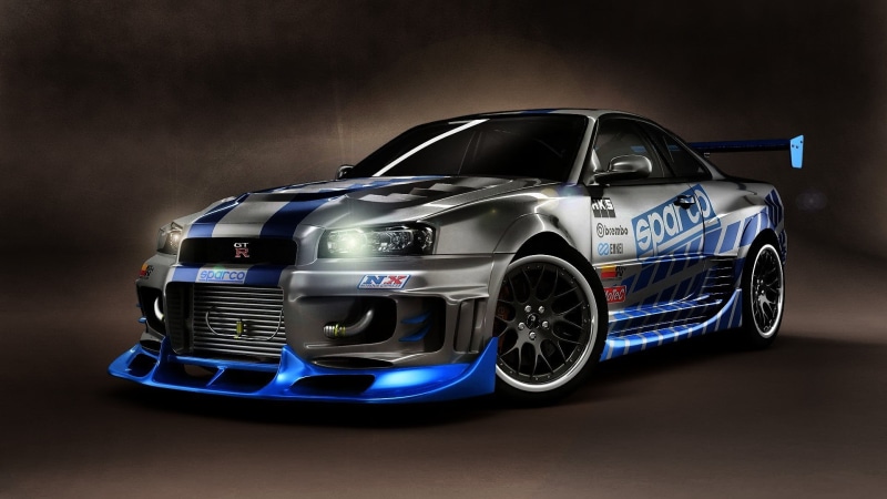 racecar, transportation, land vehicle, gray, Nissan Skyline GT-R R34, professional sport, chrome, competition, car, motor vehicle, Nissan, sports race