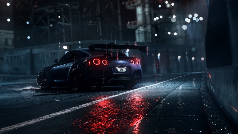 Transport and Vehicles, Rain, Nissan GT-R, Game Art, Mikhail Sharov, Auto, by Mikhail Sharov, Daredevil, Nissan, 1080P, Machine, GT-R, Need for Speed