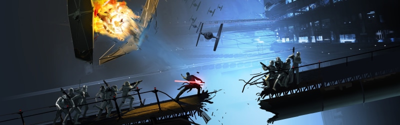 Star Wars, sky, night, 4K, outdoors, dual monitors, adult, architecture, artwork, Star Wars: The Force Unleashed, wars, nature, business, star, stormtrooper