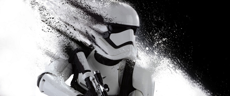 2K, Star Wars: The Force Awakens, paint splatter, stormtrooper, artwork, Star Wars, monochrome, dual monitors, multiple display