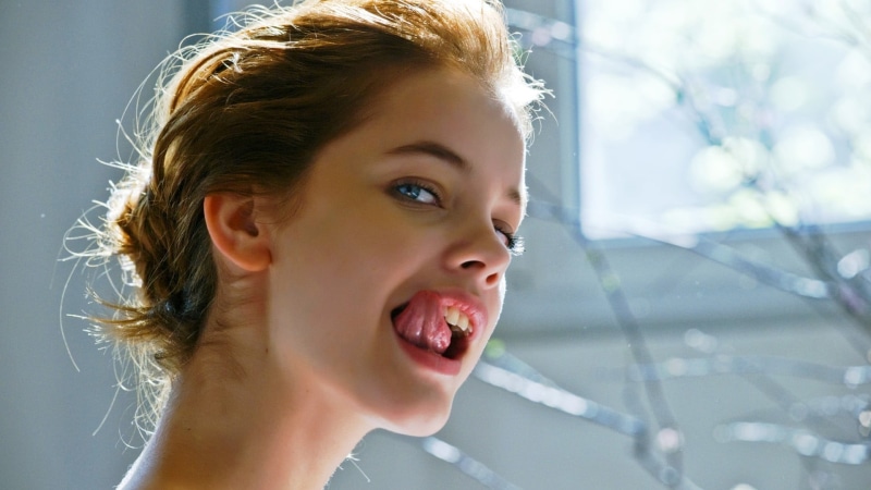 outdoors, cheerful, blue eyes, tongues, toothy Smile, only Women, confidence, real People, indoors, adult, long hair, offspring, face, casual clothing