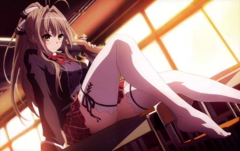 isuzu, school, eyes, park, yellow eyes, uniform, brunette, brilliant, school uniform, long hair, sento isuzu, anime girls, 5K, amagi brilliant park, yellow