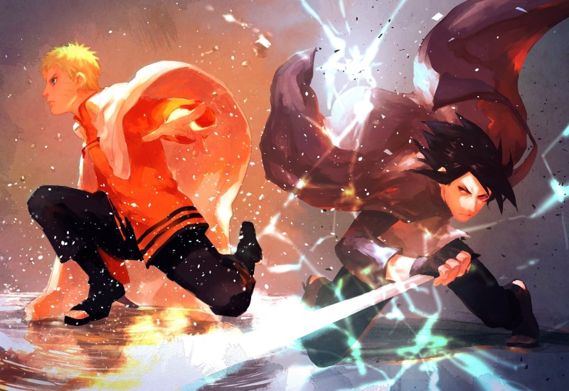 Naruto, 1080P, illustration, Sasuke Uchiha, Naruto Uzumaki, Boruto, Anime, sasuke