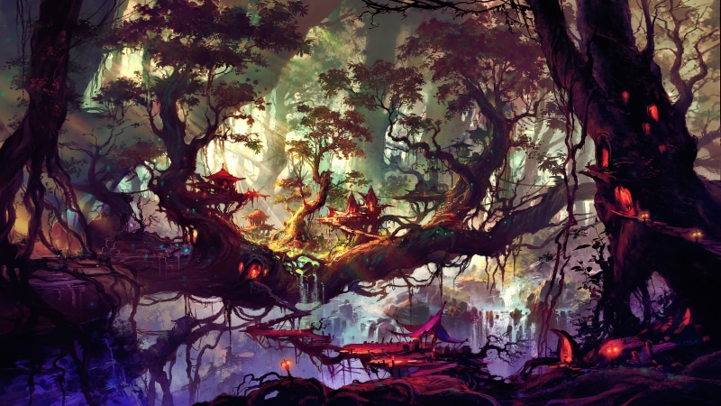 4K, plants, nature, landscape, digital art, artwork, fan art, concept art, trees, fantasy art