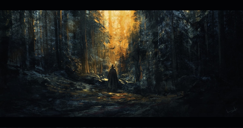artwork, concept art, digital, 1080P, wizard, forest, fantasy art, Gandalf, The Lord of the Rings